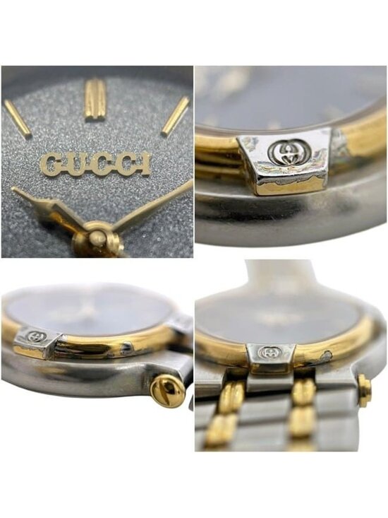 Gucci Watch SS Gray Silver Gold Quartz Date main image 7